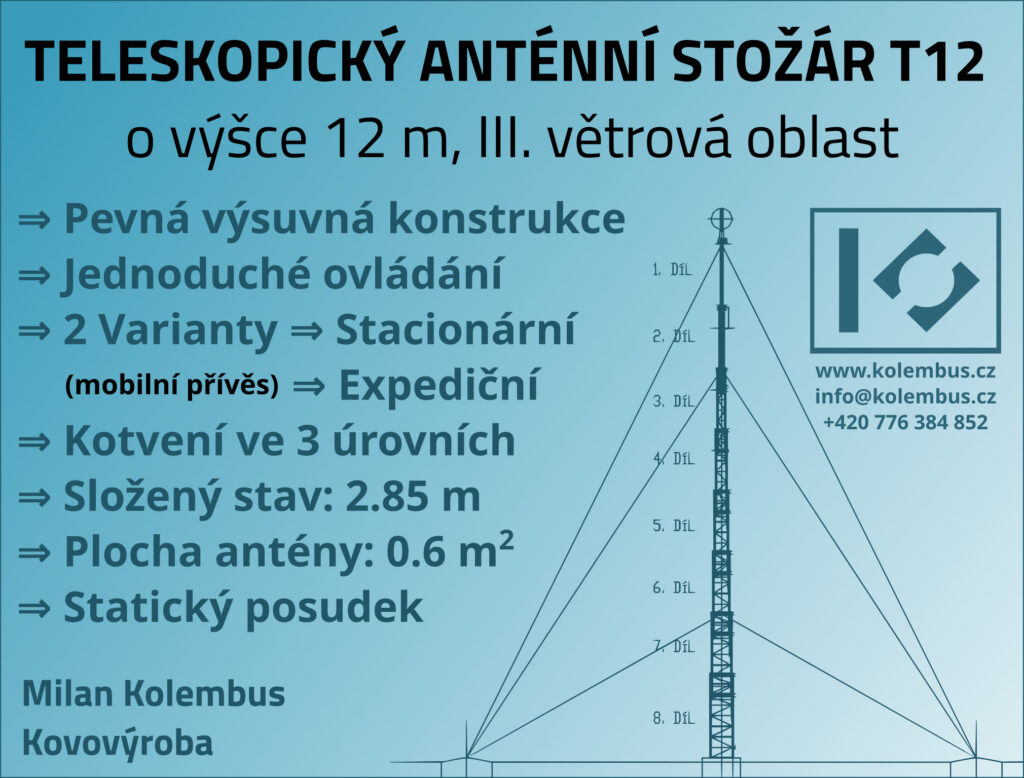 Teleskopický Stožár T12 informační leták